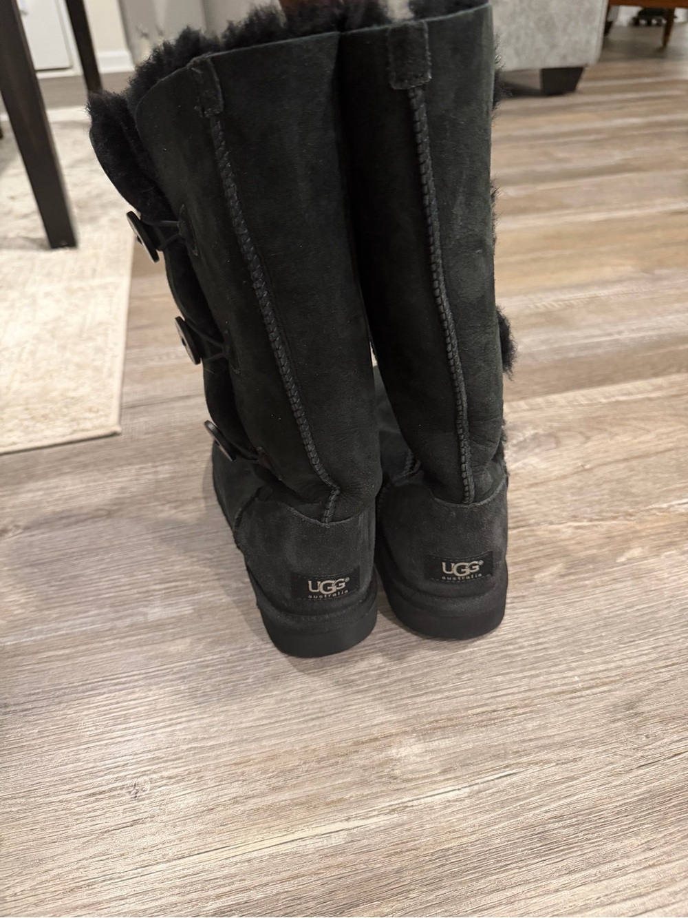 UGG Bailey Button Triplet Black Tall Boots Women’s Size 7